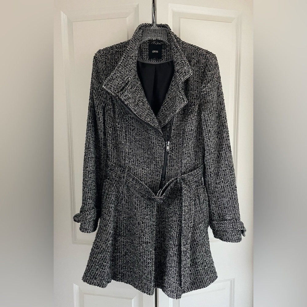 ASOS Black and Gray Tweed Women's Skater Coat